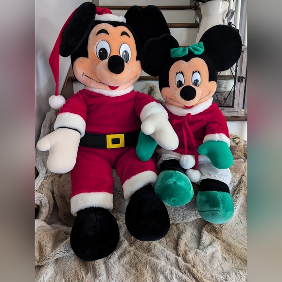 DISNEY PLUSH MICKEY MOUSE & MINNIE MOUSE-SANTA & MRS. CLAUS 24"-32" CHRISTMAS - Picture 2 of 4